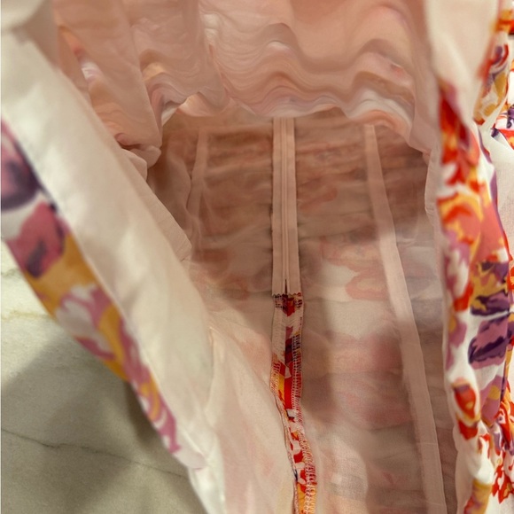 Runaway The Label Acadia Dress Size Small Floral Ruches Mini Dress Sheer Sleeves - Picture 9 of 15